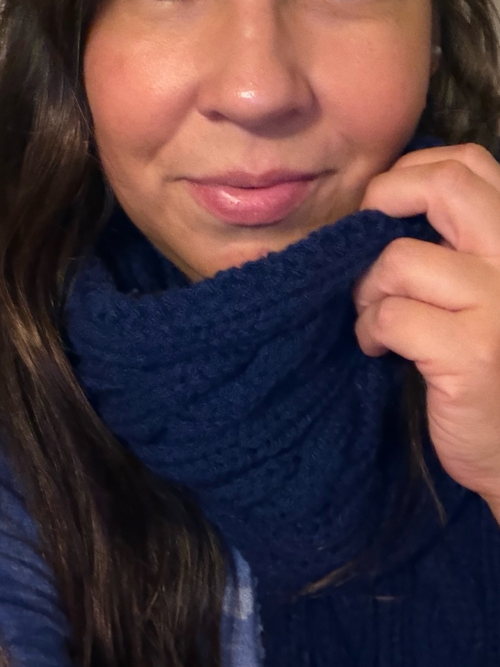 Cozy Navy Blue Knit Scarf Handmade/Handcrafted